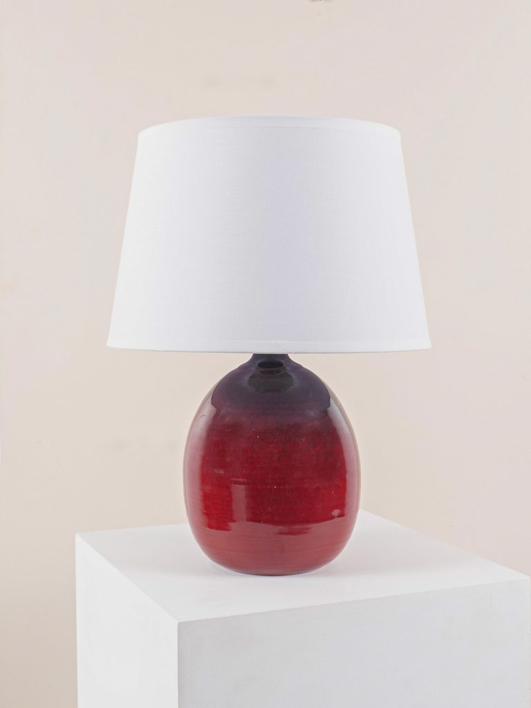 Lampe céramique rouge duriez