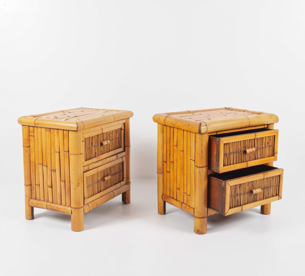 Paire de chevets bambou & bois