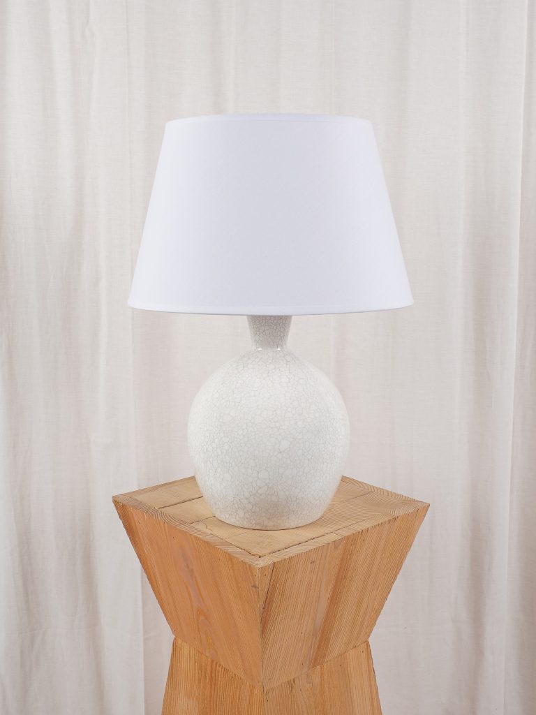 Lampe céramique  blanche boule craquelée