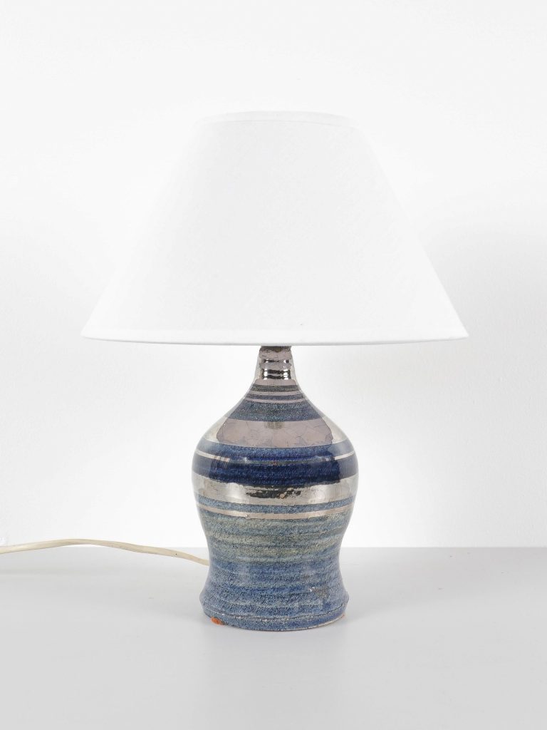 Lampe pelletier céramique bleue