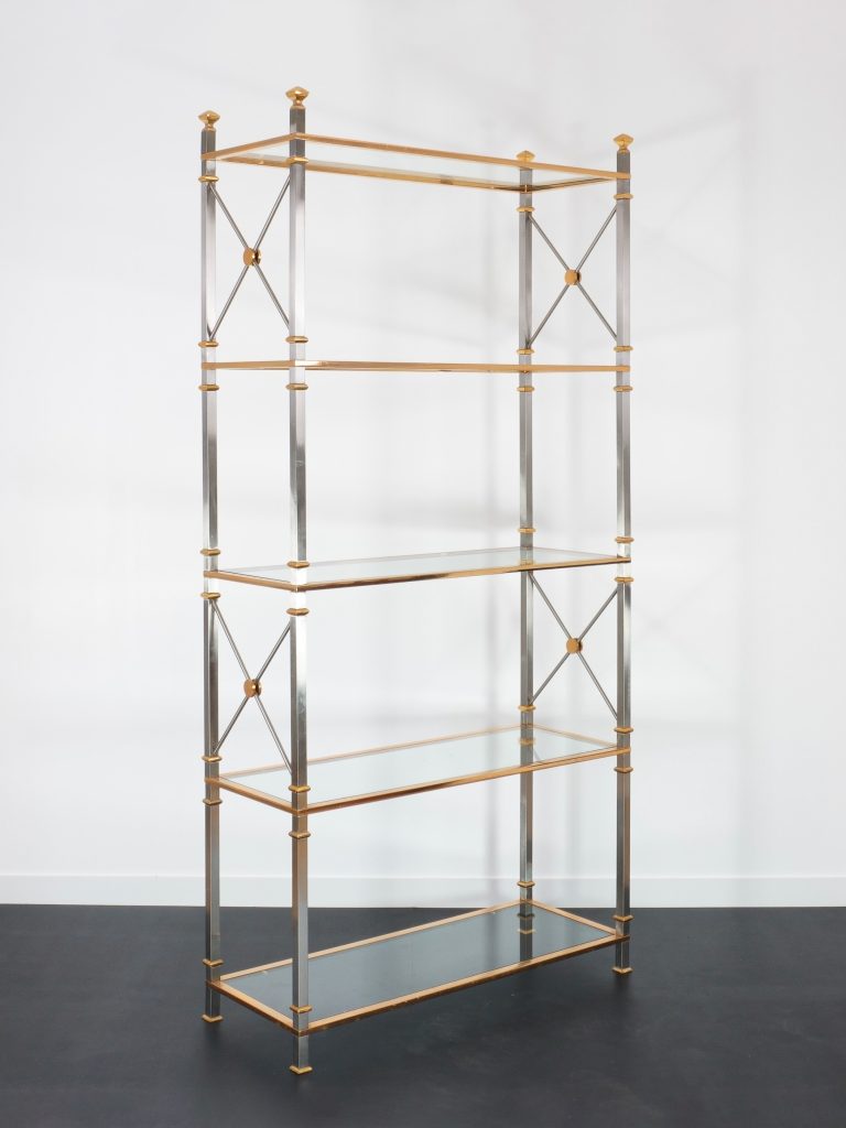 Etagère jansen néoclassique métal et verre