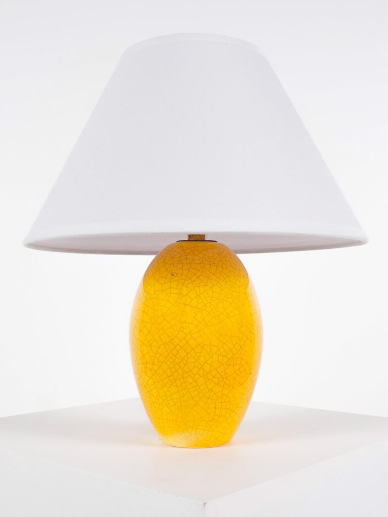 lampe jaune céramique craquelée