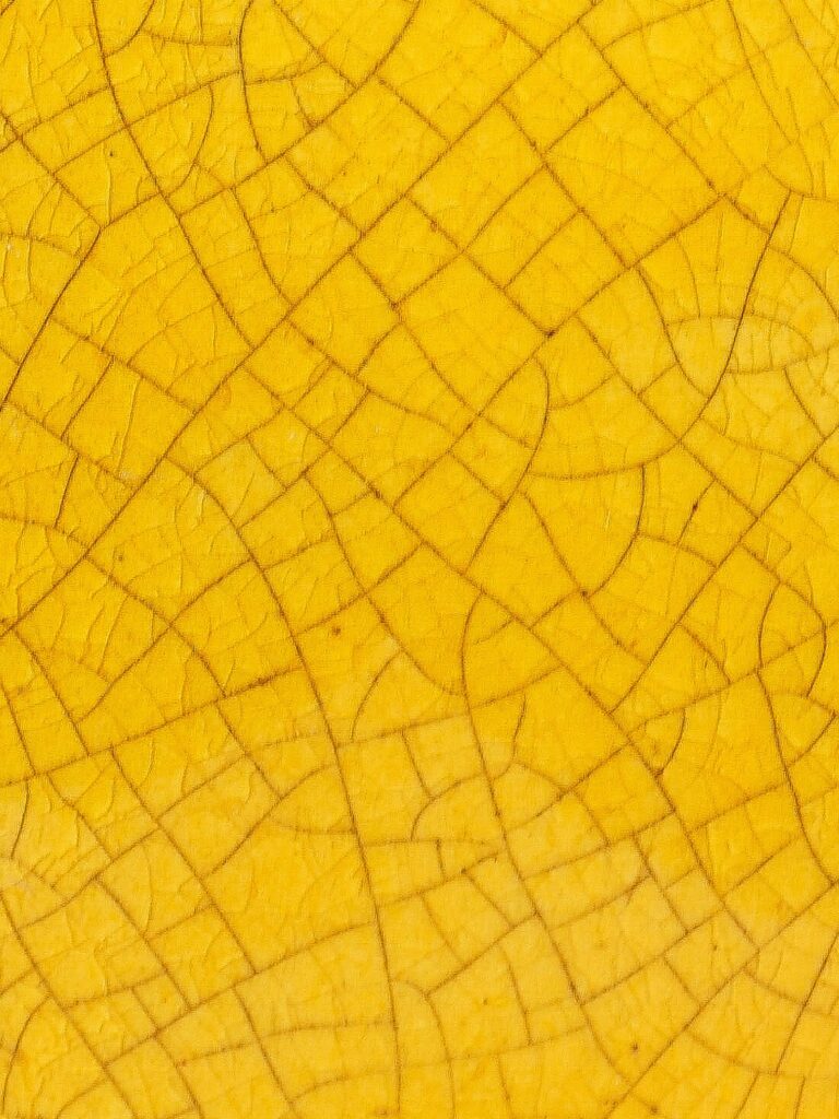 lampe céramique ceramic table lamp jaune yellow craquelée signée SIB