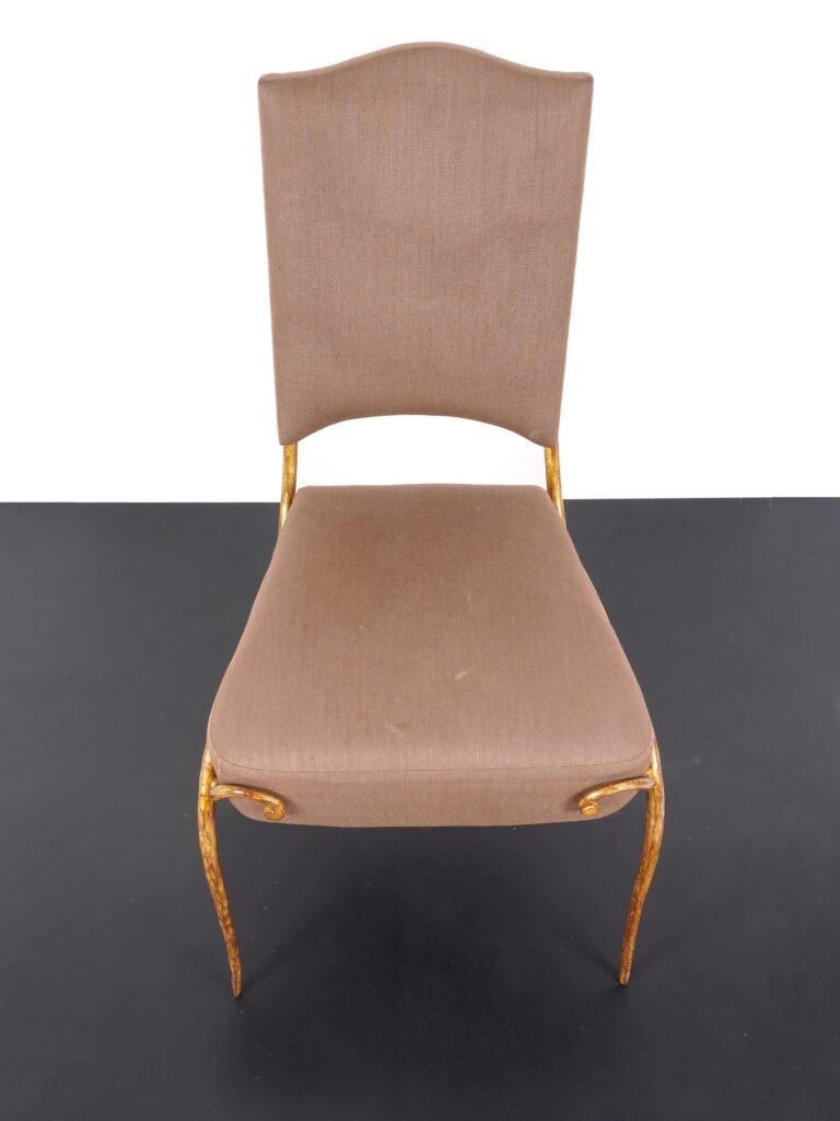 rene drouet chaise chair fer forgé wrought iron tissu fabric