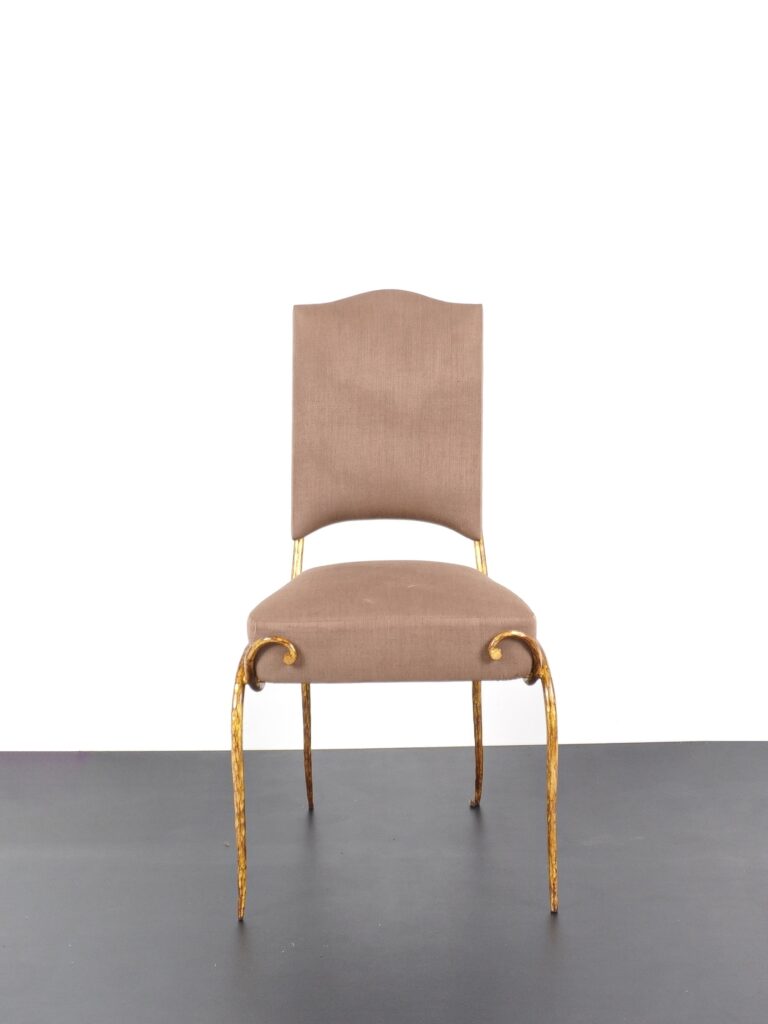 rene drouet chaise chair fer forgé wrought iron tissu fabric