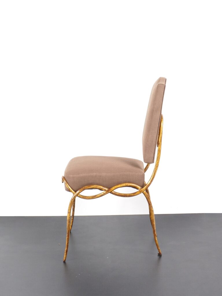 rene drouet chaise chair fer forgé wrought iron tissu fabric