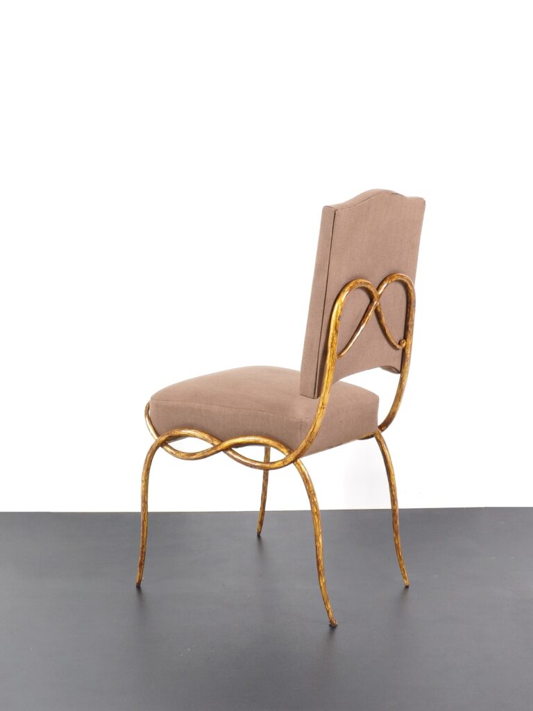 rene drouet chaise chair fer forgé wrought iron tissu fabric