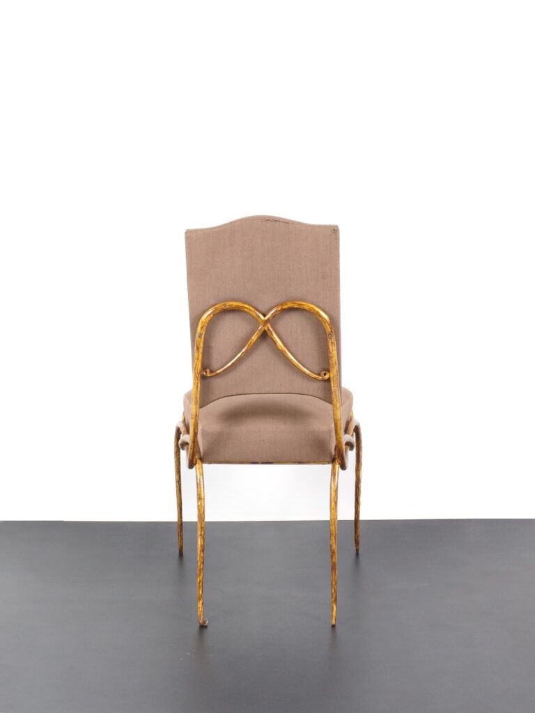 rene drouet chaise chair fer forgé wrought iron tissu fabric