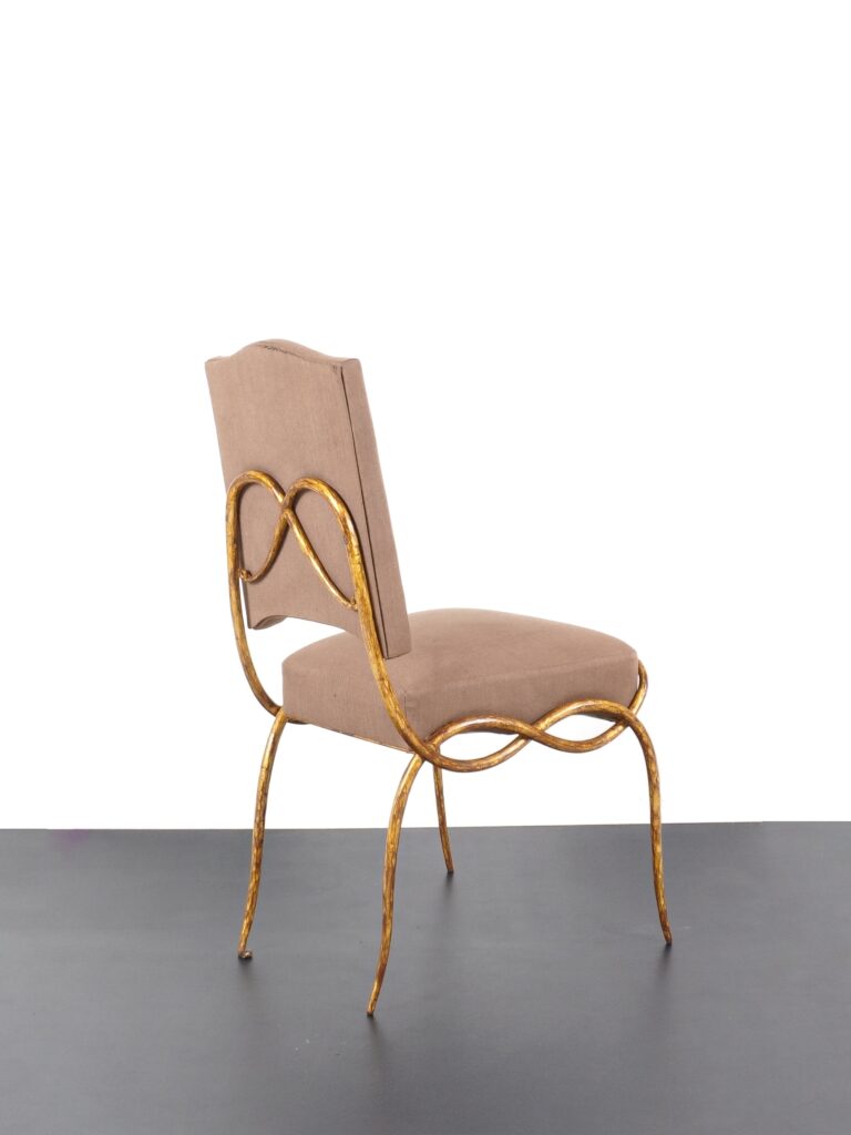 rene drouet chaise chair fer forgé wrought iron tissu fabric