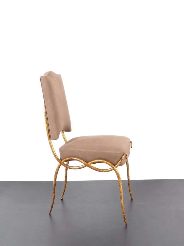 rene drouet chaise chair fer forgé wrought iron tissu fabric