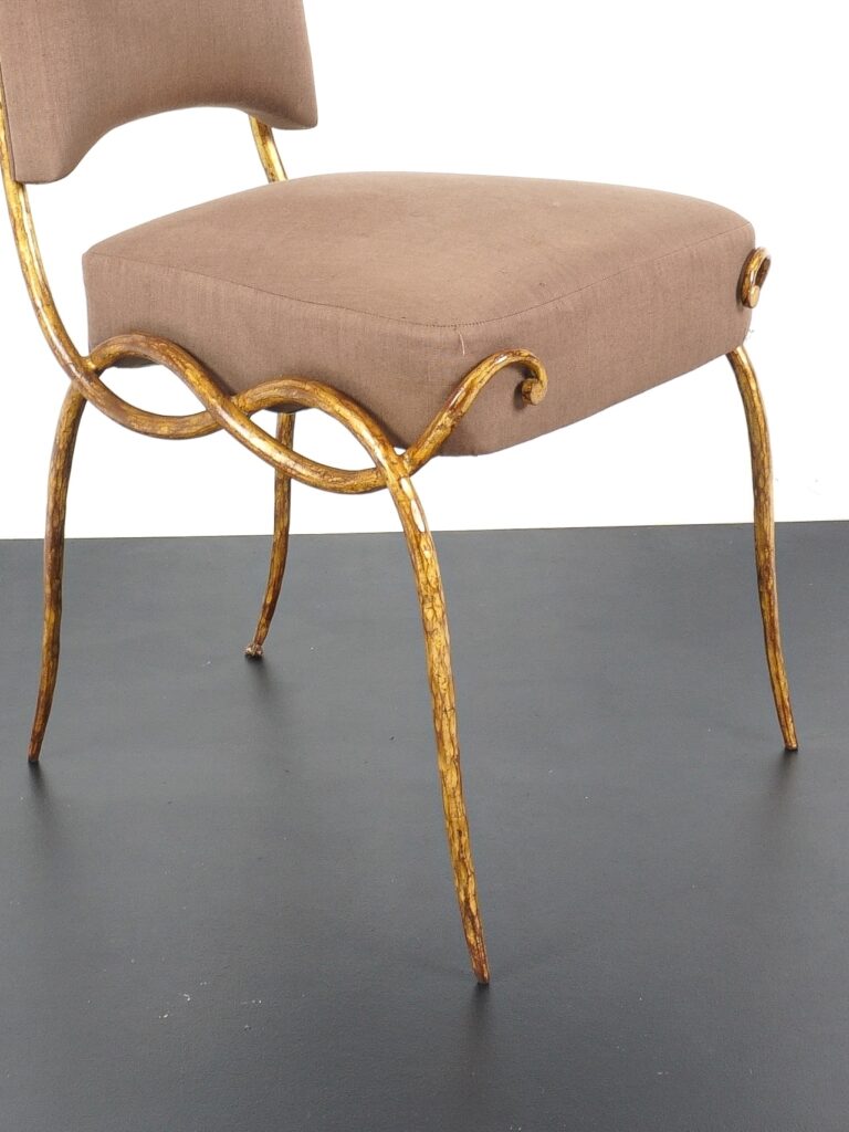 rene drouet chaise chair fer forgé wrought iron tissu fabric