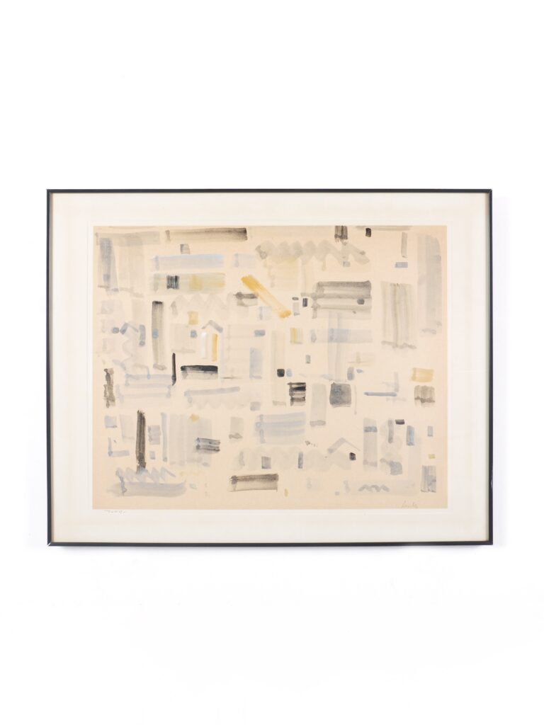 rene leidner composition technique mixte Mixed media on paper signé