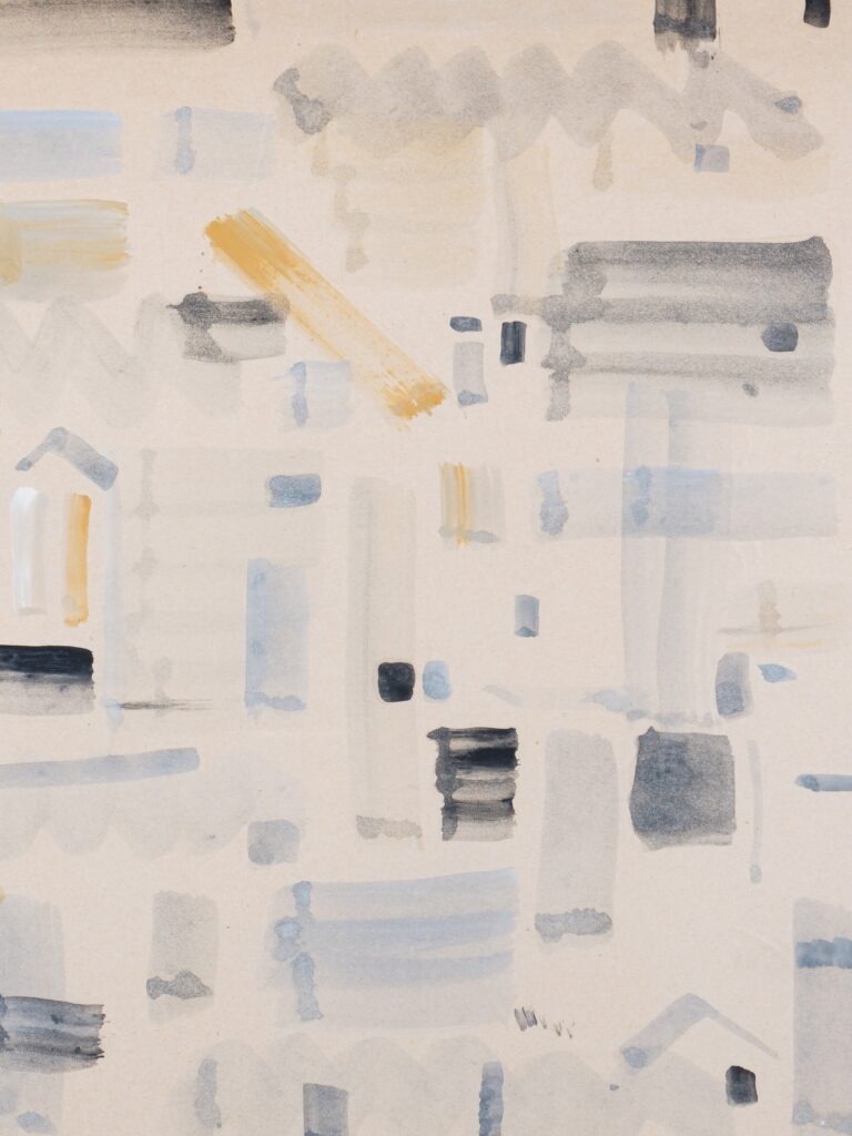 rene leidner composition technique mixte Mixed media on paper signé